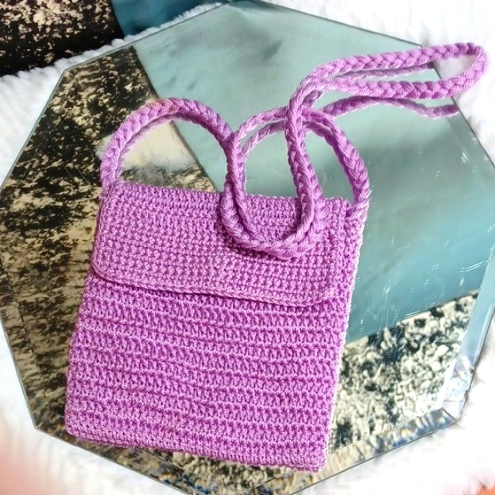 Crochet Woman's  Purple Cross Body Bag‎